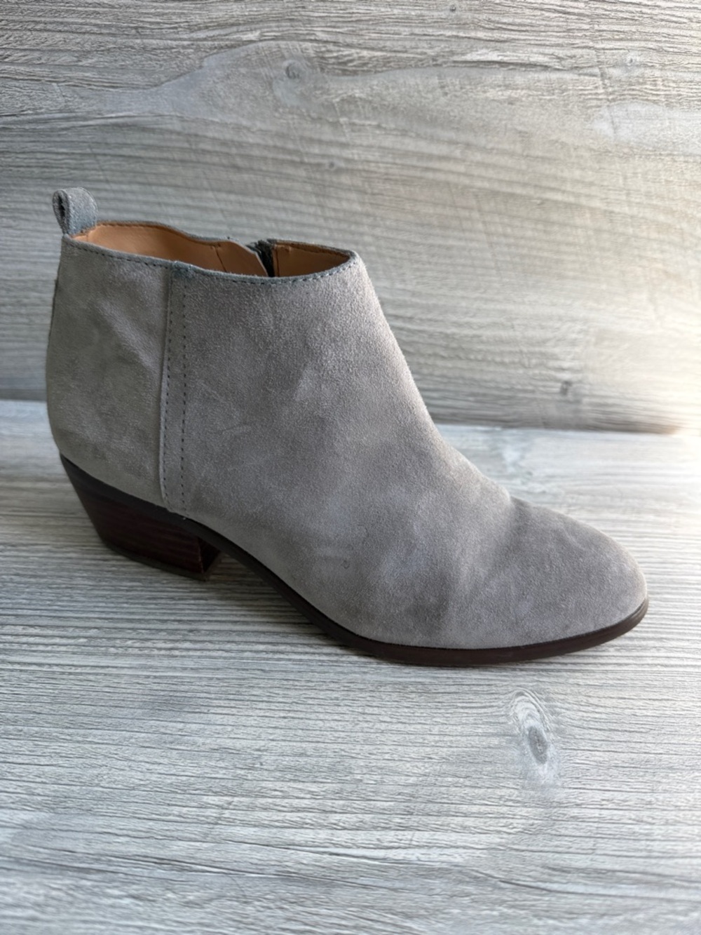 J.Crew Sawyer Women's leather Suede Ankle Bootie in Light Graphite Gray size 6.5
